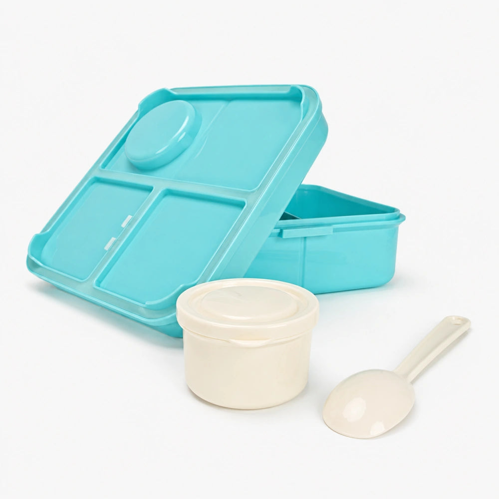 Mermaid Plastic Kids Lunch Box with 3 Compartments for Kids - 1590ml