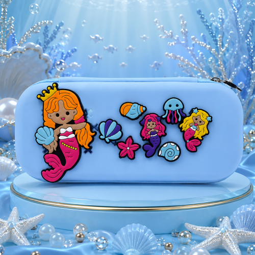 Premium DIY Mermaid Pencil Box with Removable Toy Charms for Kids