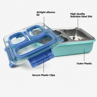 Stainless Steel Bento Lunch Box – 3 Compartment Meal Box – 710ml