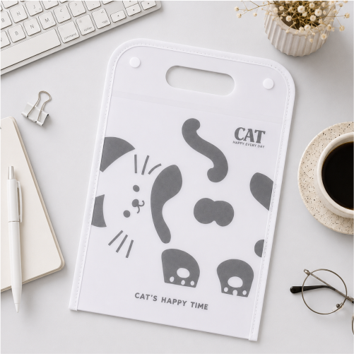 A4 Plastic File Holder with Storage & Button Closure