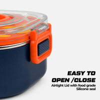 Kids Stainless Steel Lunch Box 2 Compartment with Spoon & Fork Set 900ml