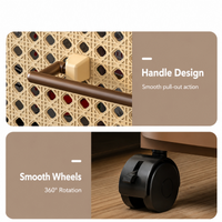 HOMX Rattan 4-Drawer Storage Cart – Rolling Organizer with Rounded Corners