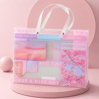 Romantic Story PVC Tote Gift Bag with Frosted Finish