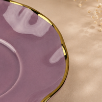 Elegant Purple Ceramic Mug & Saucer Set – Premium Set of 6 (100ml each)