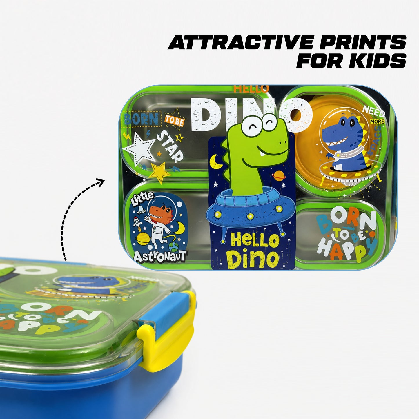 Stainless Steel Bento Lunch Box with 3 compartments for Kids – 1050ml