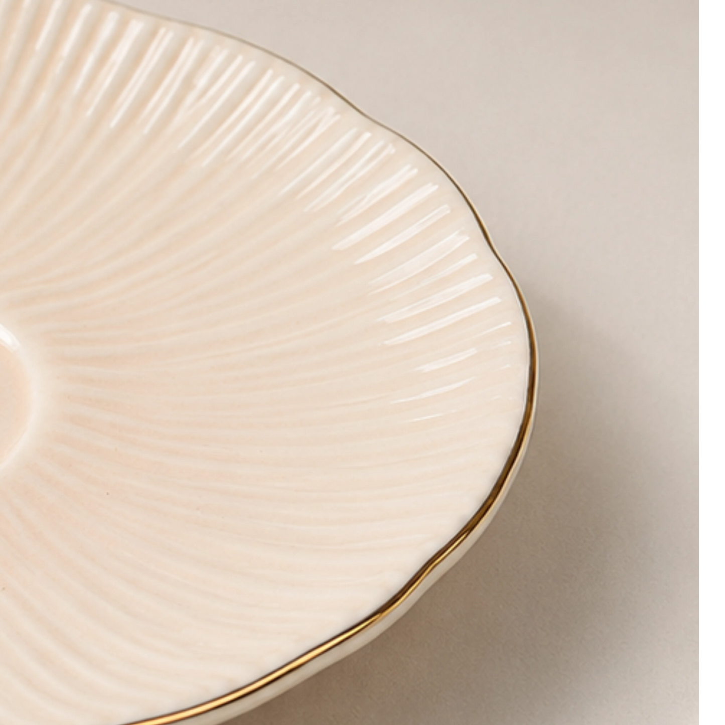 Premium Beige Ceramic Mug & Saucer with Gold Rim - Set of 6 (100ml each)