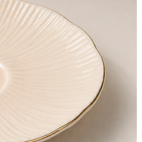 Premium Beige Ceramic Mug & Saucer with Gold Rim - Set of 6 (100ml each)