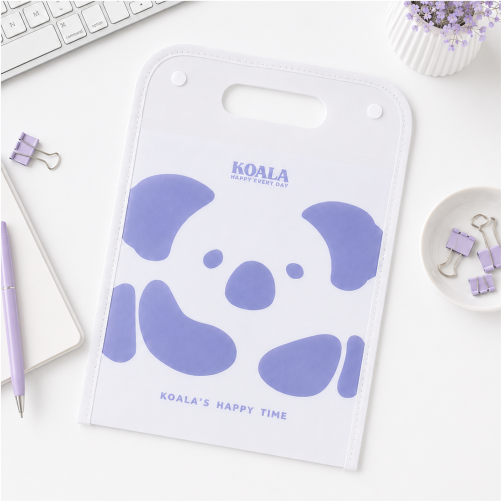 A4 Plastic File Holder with Storage & Button Closure