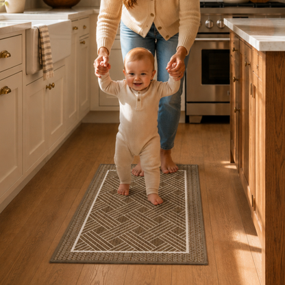 Soft Ferret Fleece Entryway Doormat with Modern Woven Pattern