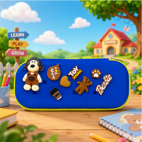 Premium DIY Kids Pencil Box with Removable Toy Charms & Organizer