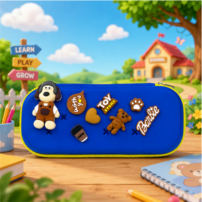 Premium DIY Kids Pencil Box with Removable Toy Charms & Organizer