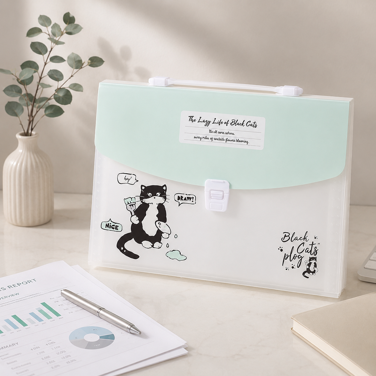 Portable Accordion File Organizer with Handle & Pockets