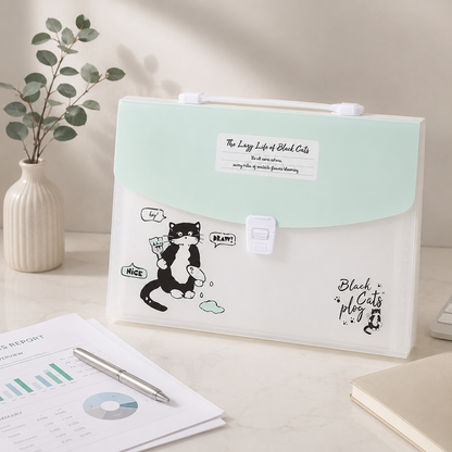 Portable Accordion File Organizer with Handle & Pockets