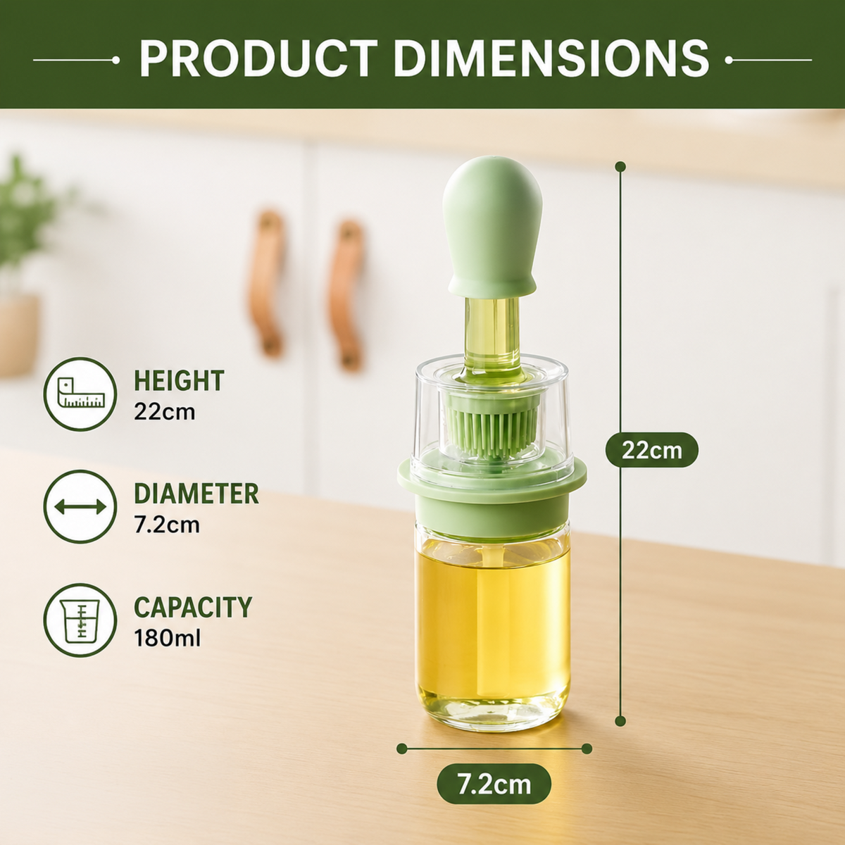 Leakproof Glass Oil Dispenser with Silicone Basting Brush (White)