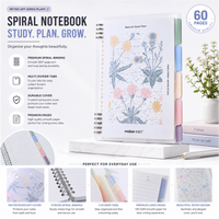 Retro Art Series Plant Spiral Study Planner Notebook