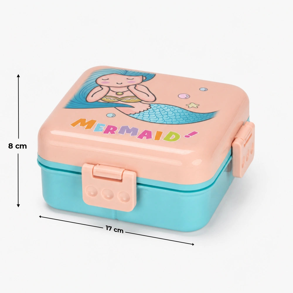 Mermaid Plastic Kids Lunch Box with 3 Compartments for Kids - 1590ml