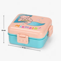 Mermaid Plastic Kids Lunch Box with 3 Compartments for Kids - 1590ml