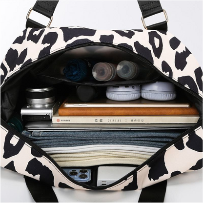 Animal Print Travel Duffel Bag with Trolley Sleeve