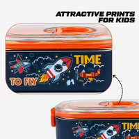 Kids Stainless Steel Lunch Box 2 Compartment with Spoon & Fork Set 900ml