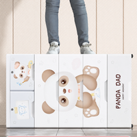 Kids Panda Storage Cabinet with Lockable Drawers & Wheels for Organization