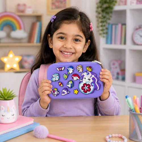 DIY Kids Unicorn Pencil Box with Removable Charms