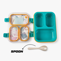 Cat Theme Plastic Bento Lunch Box with 3 compartments for Kids – 800ml
