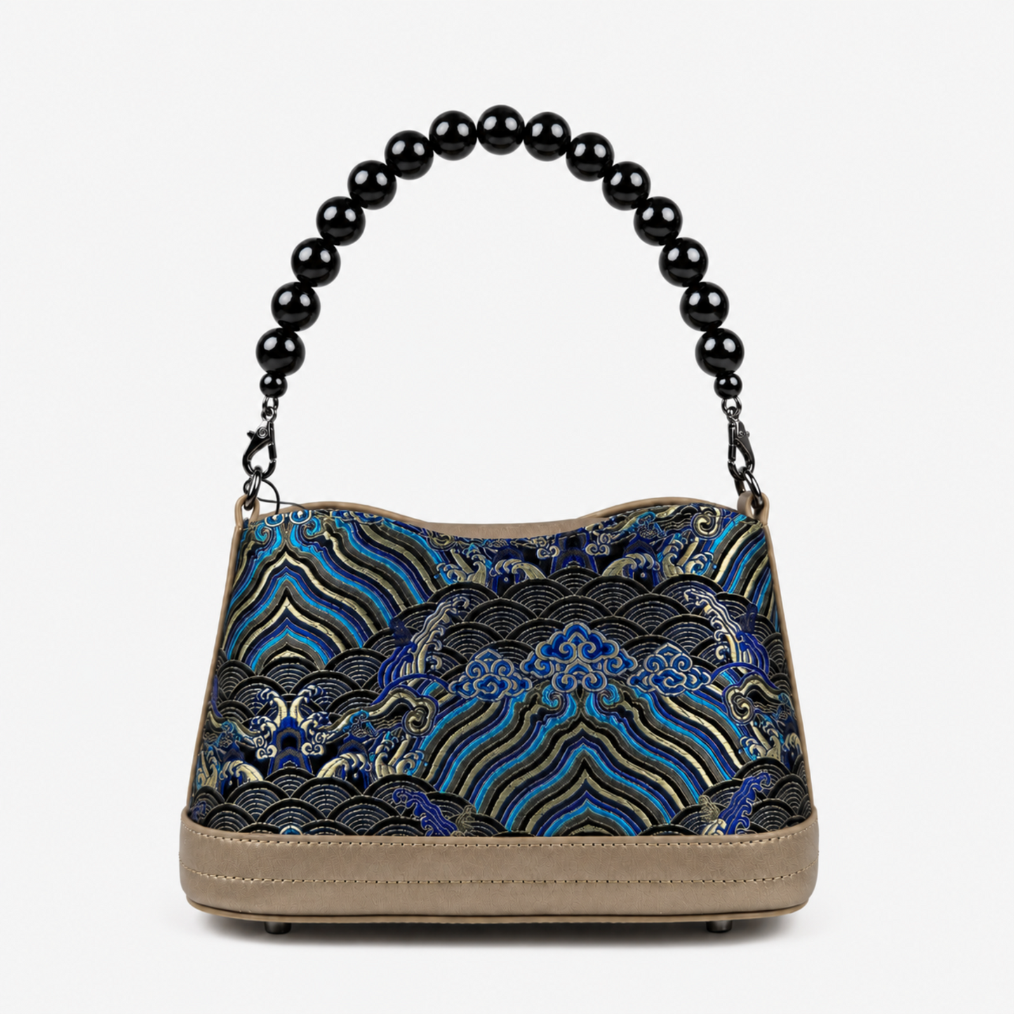 Cheongsam-Inspired Hangzhou Silk & Leather Handbag with Pearl Handle
