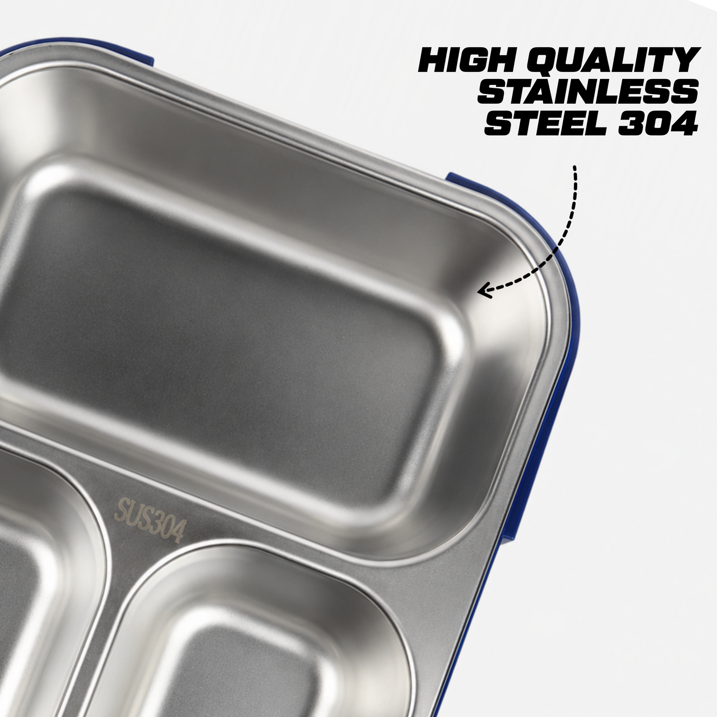 Stainless Steel Bento Lunch Box – 3 Airtight Containers – 750ml