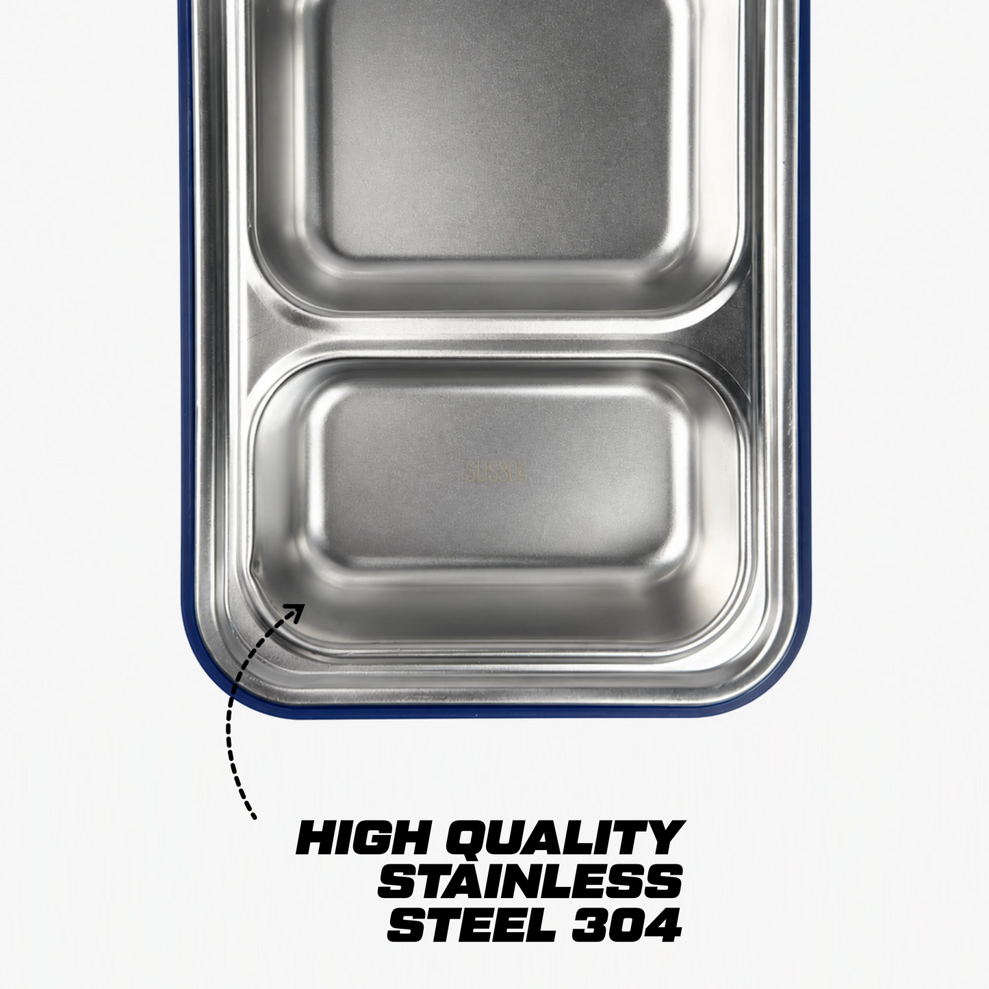 Stainless Steel Bento Lunch Box – 2 Compartment Leakproof Box – 750ml