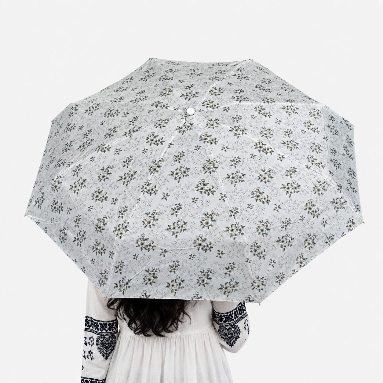 Floral Print UV Protection Umbrella with 10K Golden Rod Frame