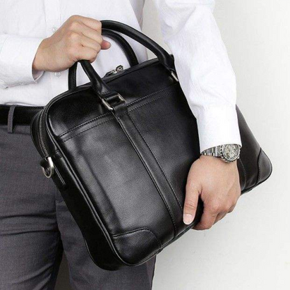 Premium Leather Laptop Bag for Men with Shoulder Strap & Organizer