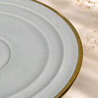Light Grey with Gold Rim Ceramic Mug & Saucer Set – Set of 6 (100ml each)