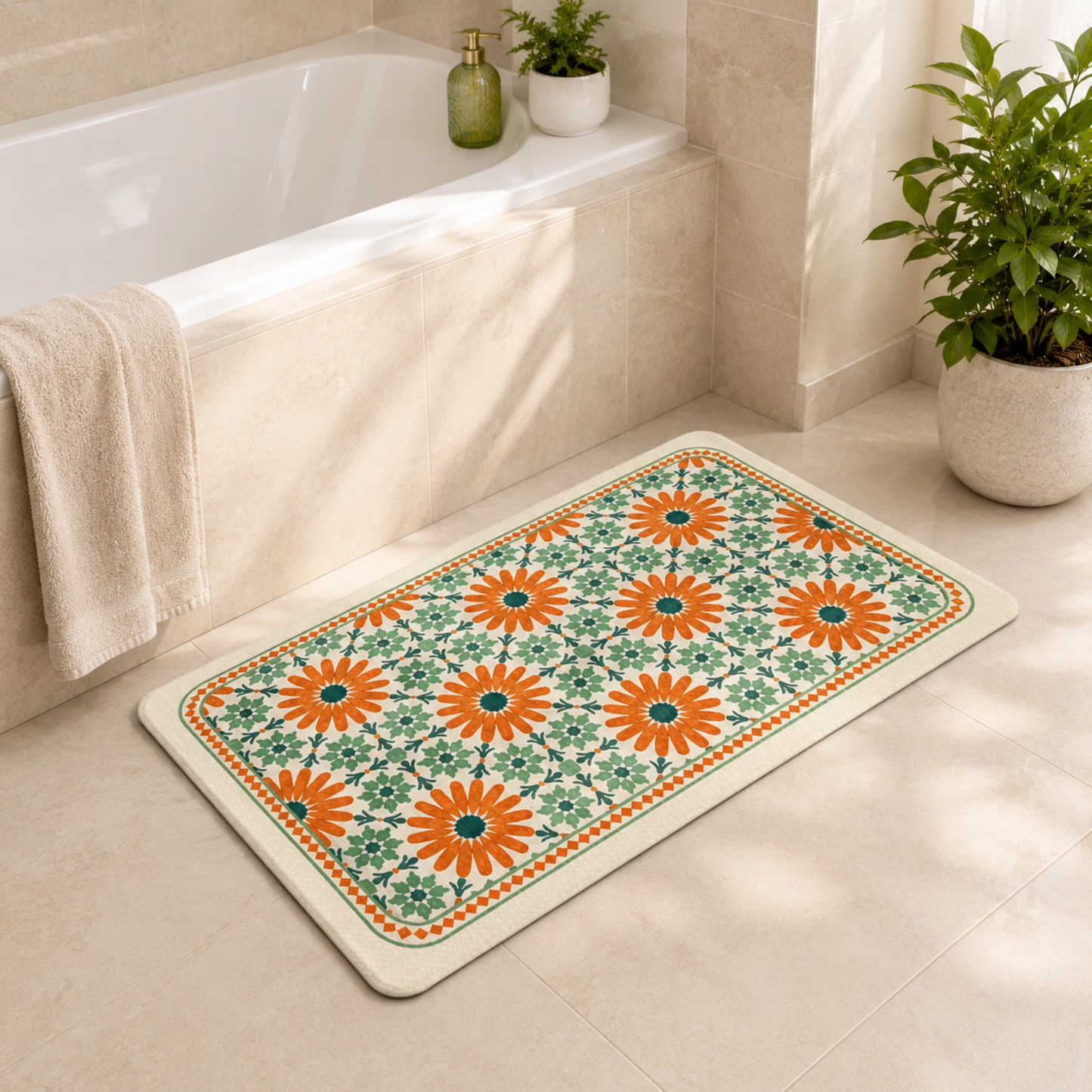 Premium Floral Anti-Slip Doormat for Entryway/Kitchen/Bathroom