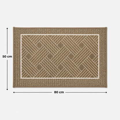 Soft Ferret Fleece Entryway Doormat with Modern Woven Pattern