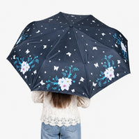 Magic Colour Changing Floral Triple-folding Umbrella with UV Protection