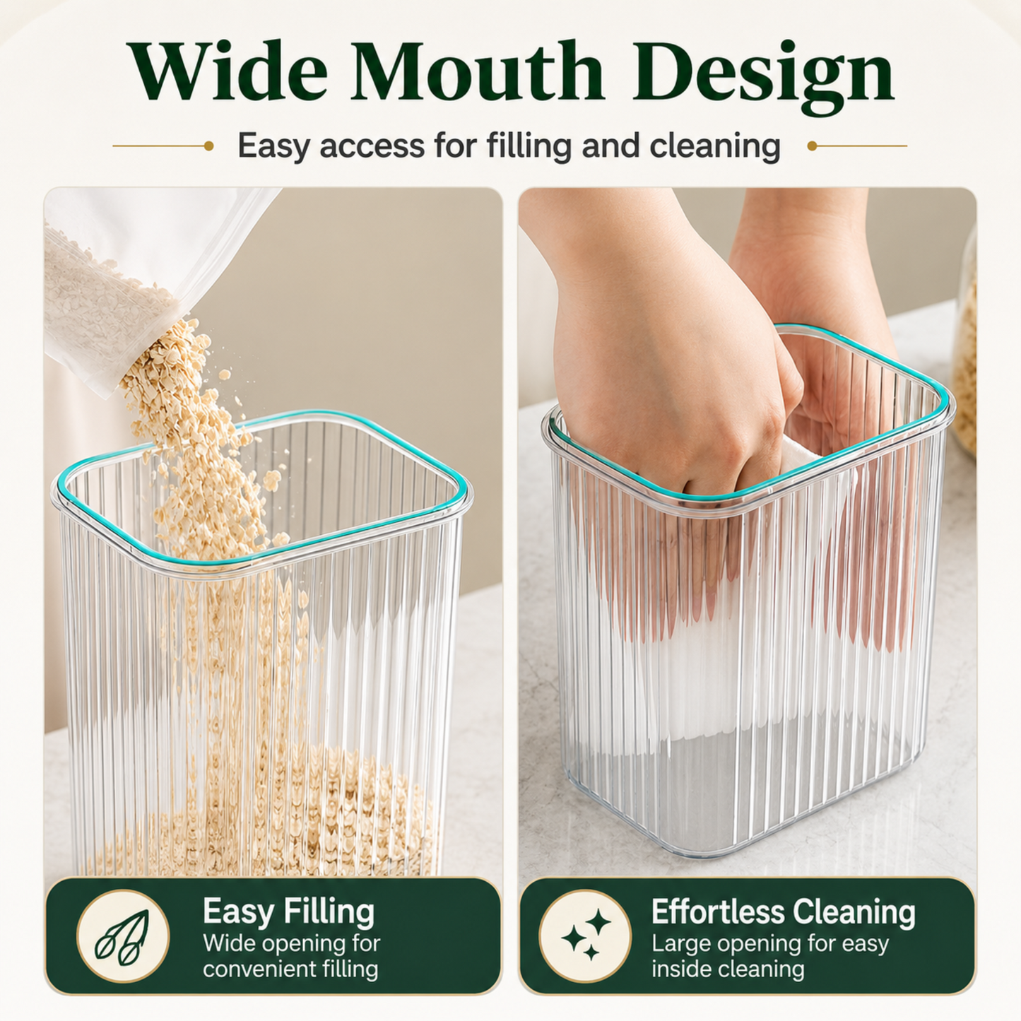 Dry Food Storage Container, BPA Free PET Storage Dispenser with Measuring Cup