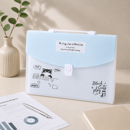 Portable Accordion File Organizer with Handle & Pockets