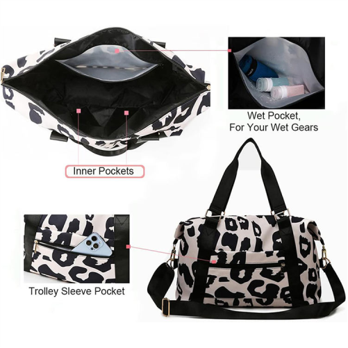 Animal Print Travel Duffel Bag with Trolley Sleeve