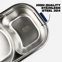 Kids Stainless Steel Lunch Box 2 Compartment with Spoon & Fork Set 900ml