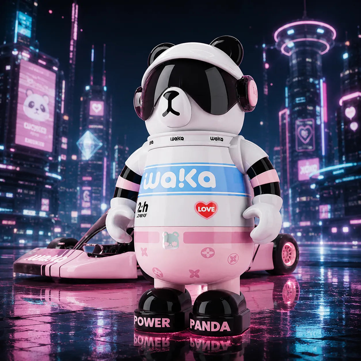 Waka Snowboarder Panda Insulated Water Bottle with Strap - 530ml