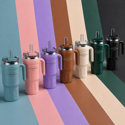 SITARAYURI Premium Insulated Steel Tumbler with Handle 1100ml