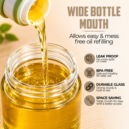 180ml Glass Oil Dispenser with Silicone Basting Brush | Leak-Proof Design