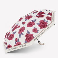 Rose Print UV Protection Folding Umbrella with Lotus Grip