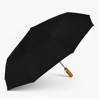 Luxury Windproof Folding Umbrella with Wooden Handle & UV Shield
