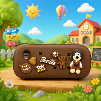 Premium DIY Kids Pencil Box with Removable Toy Charms & Organizer