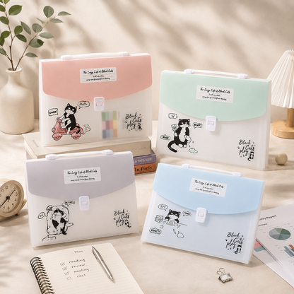 Portable Accordion File Organizer with Handle & Pockets