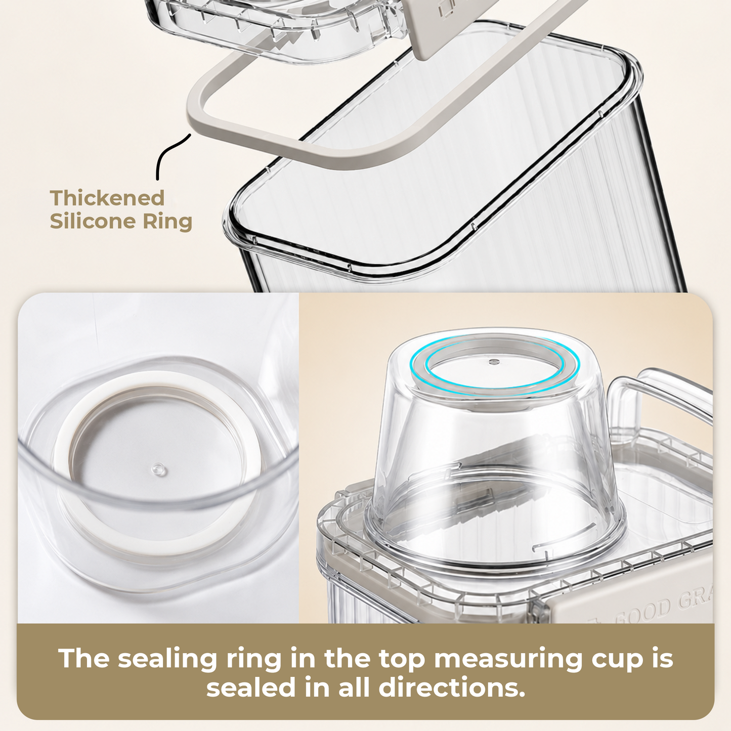 Dry Food Storage Container, BPA Free PET Storage Dispenser with Measuring Cup