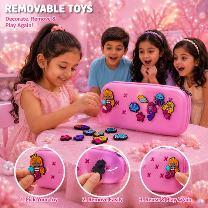 Premium DIY Mermaid Pencil Box with Removable Toy Charms for Kids