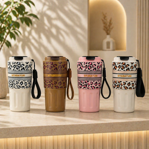 Tough Panther Print Luxe Insulated Steel Travel Tumbler – 600ml