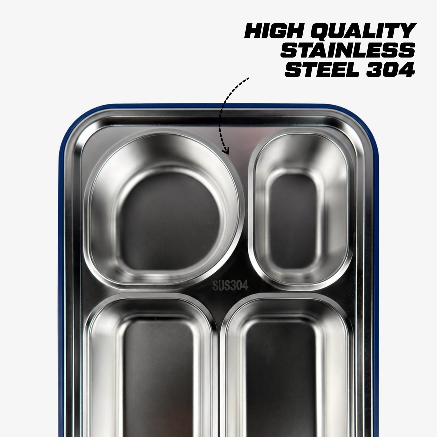 Stainless Steel Bento Lunch Box – 4 Compartment Meal Box – 900ml+bowl 150ml